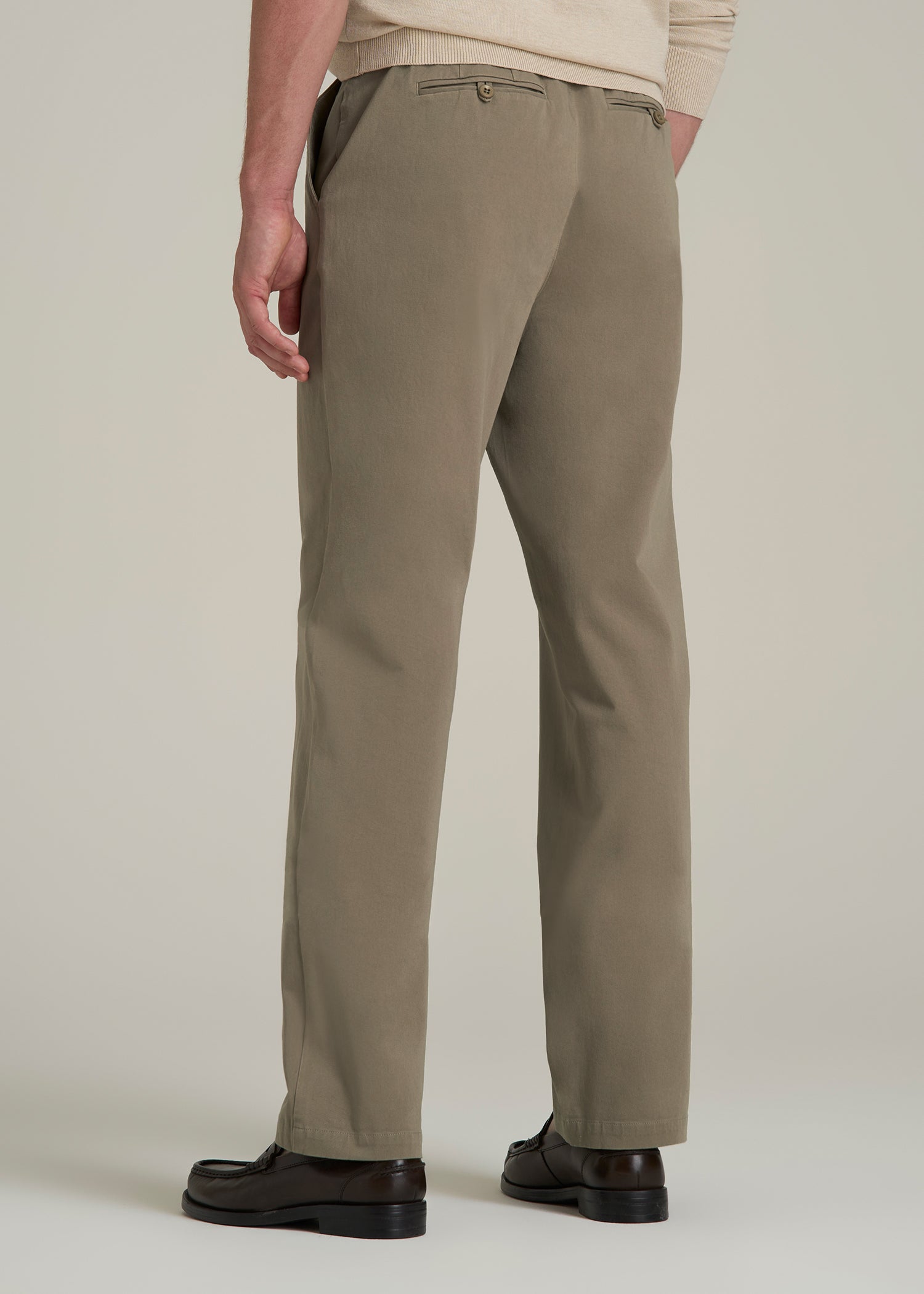 4 Way Stretch Commuter Straight Chino Pants in Dusty Khaki
