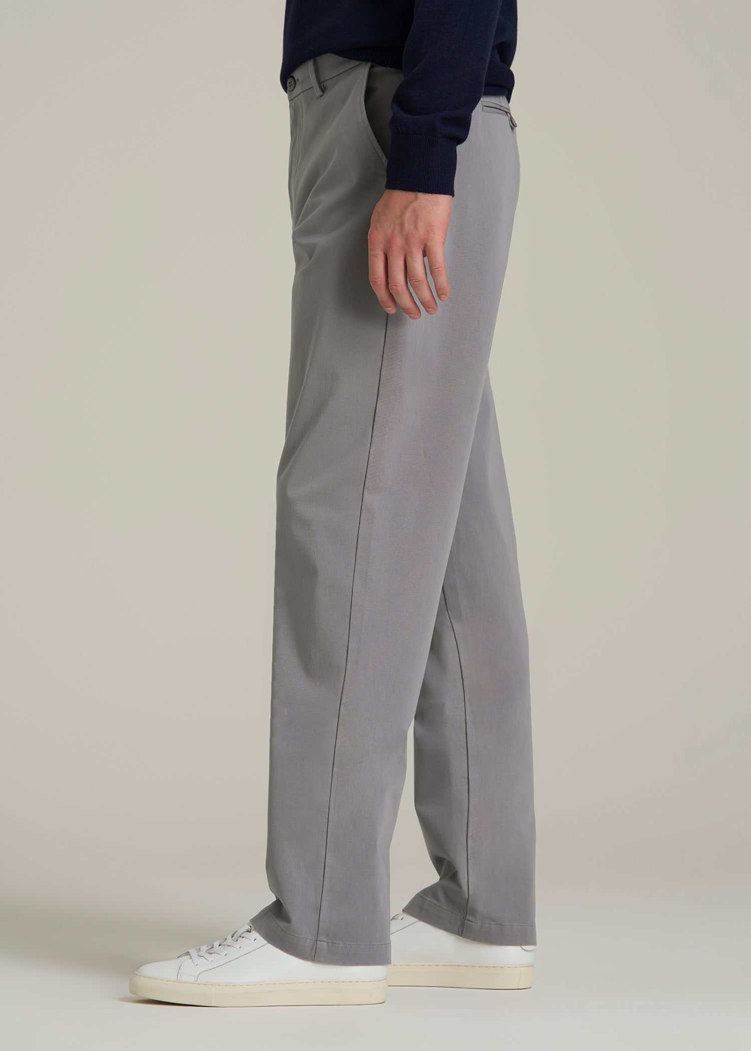 4 Way Stretch Commuter Straight Chino Pants in Pebble Grey