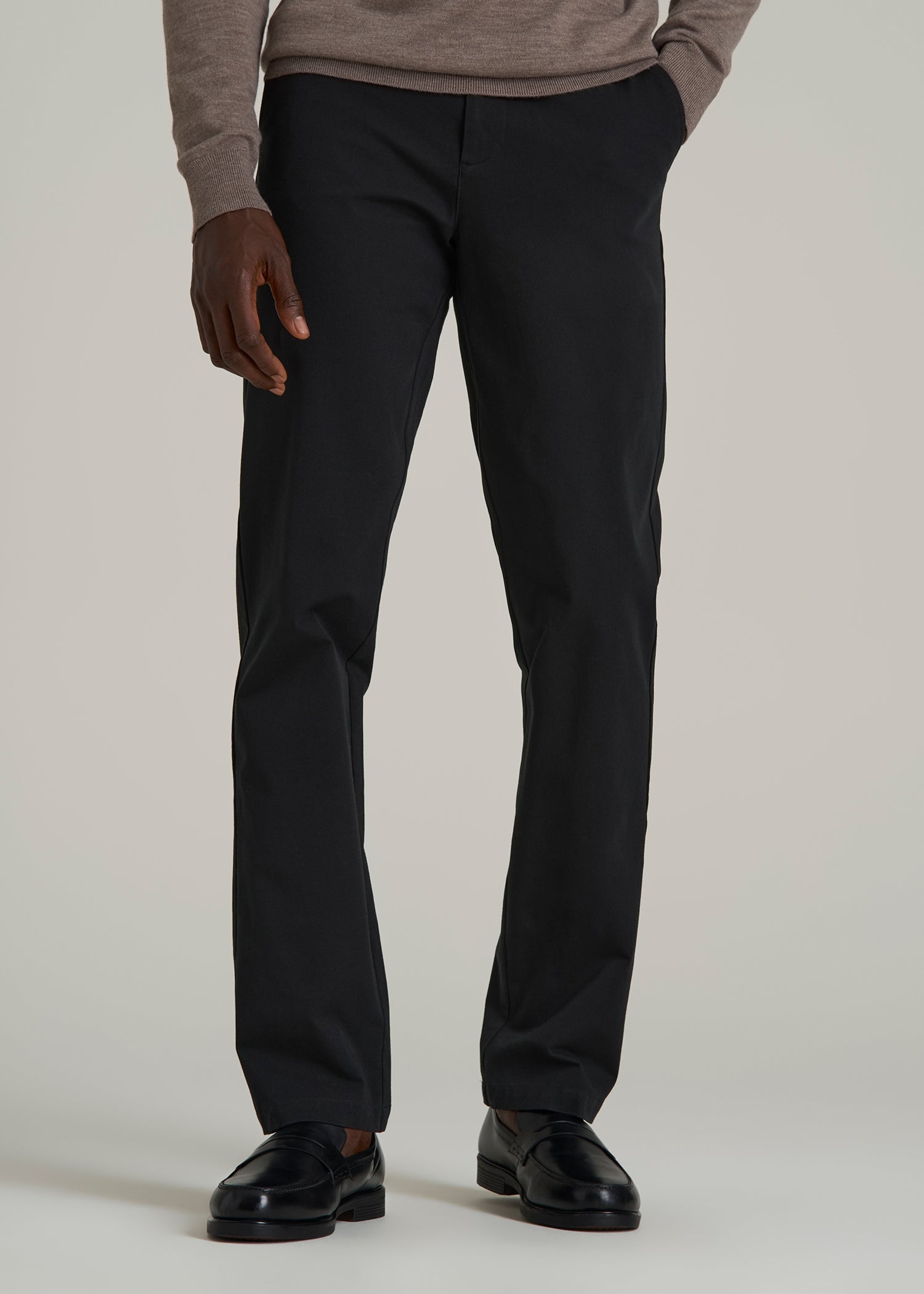4 Way Stretch Commuter TAPERED Chino Pants for Tall Men in Black