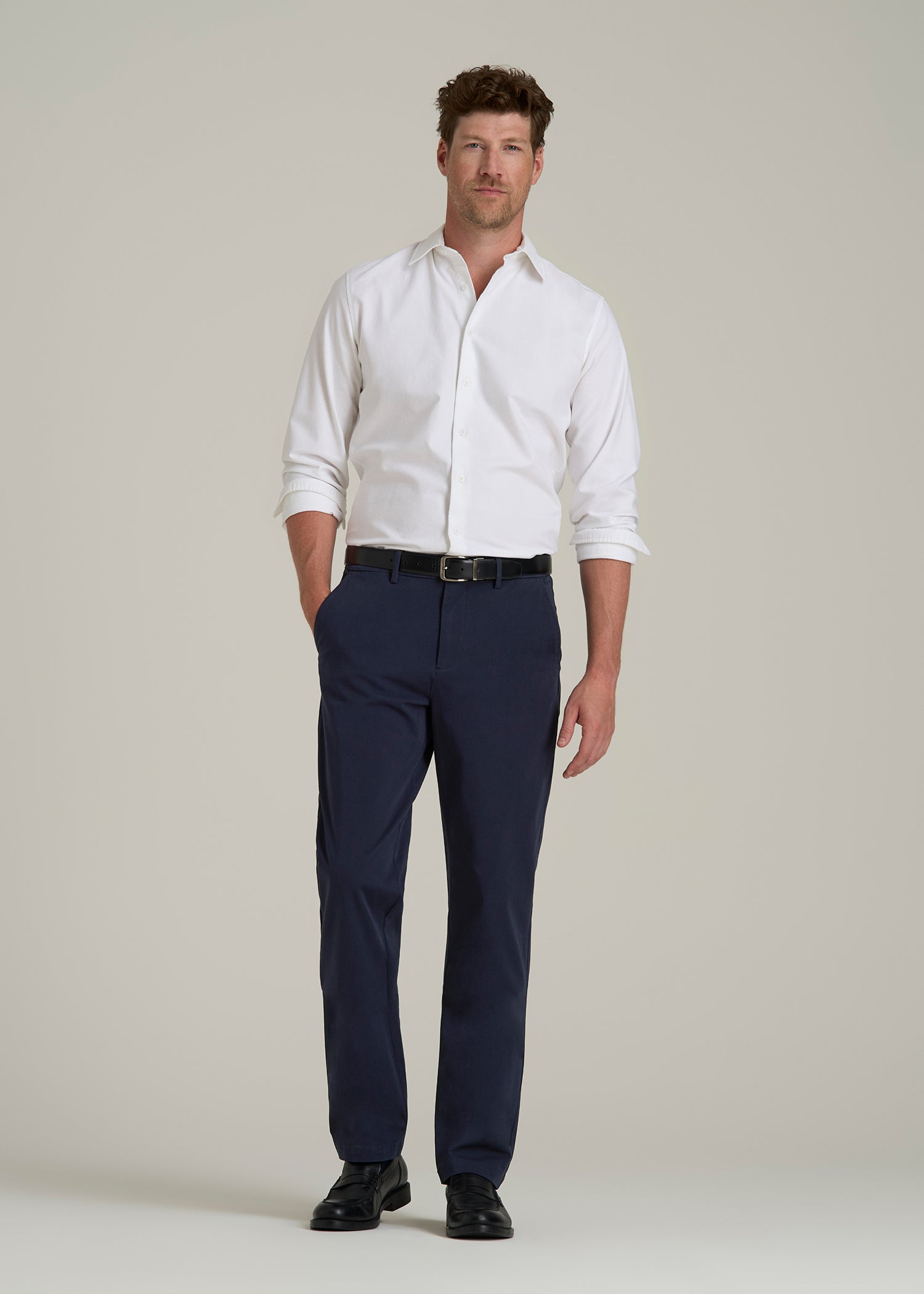 4 Way Stretch Commuter Tapered Chino Pants in Patriot Blue