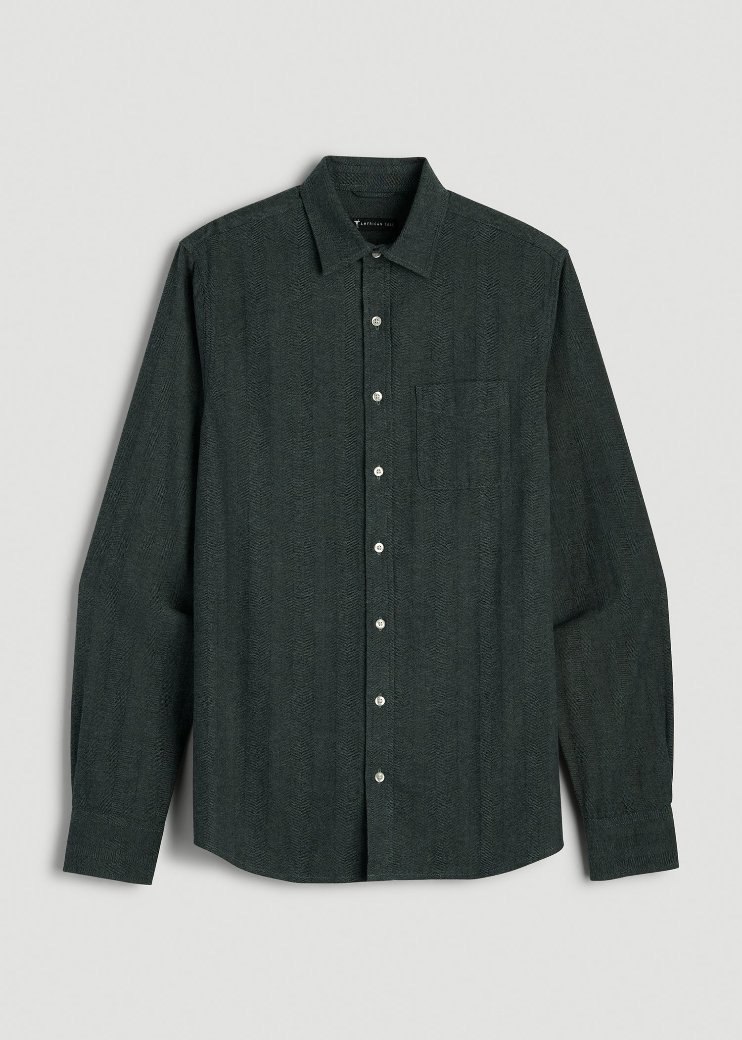 Nelson Flannel Shirt for Tall Men in Balsam Green Chevron