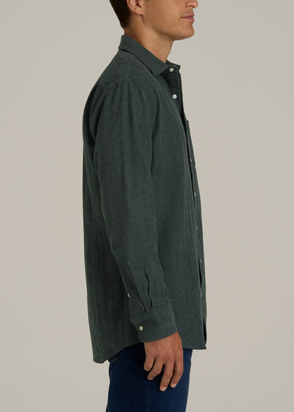 Nelson Flannel Shirt for Tall Men in Balsam Green Chevron