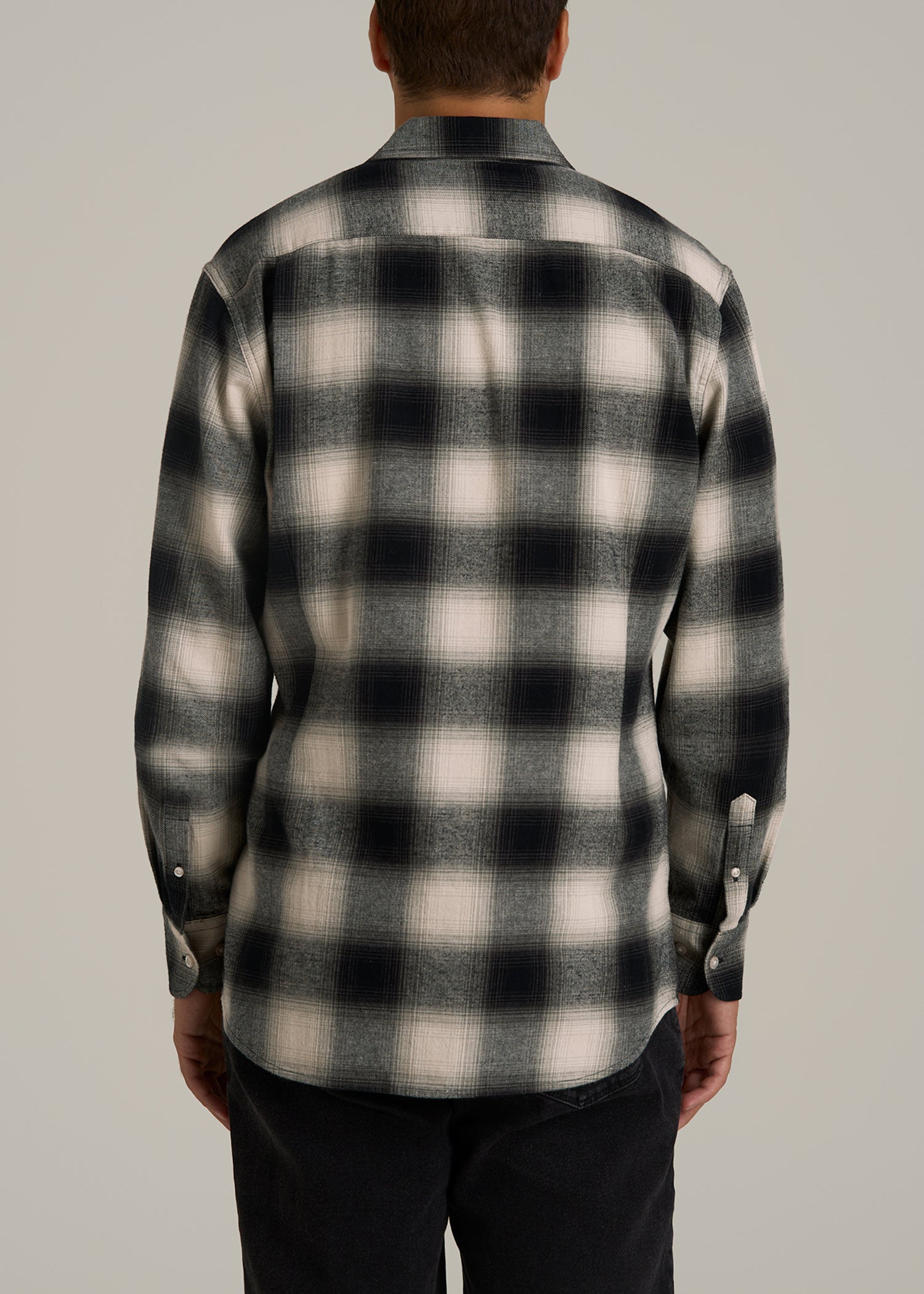 Nelson Flannel Shirt for Tall Men in Beige Blur Plaid