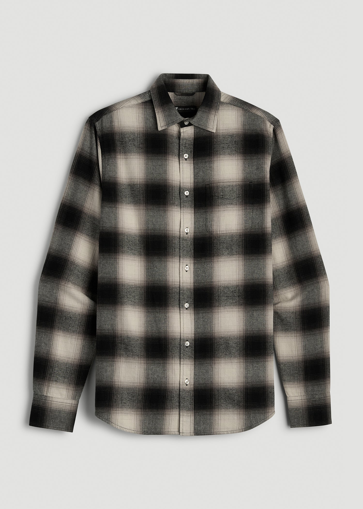 Nelson Flannel Shirt for Tall Men in Beige Blur Plaid