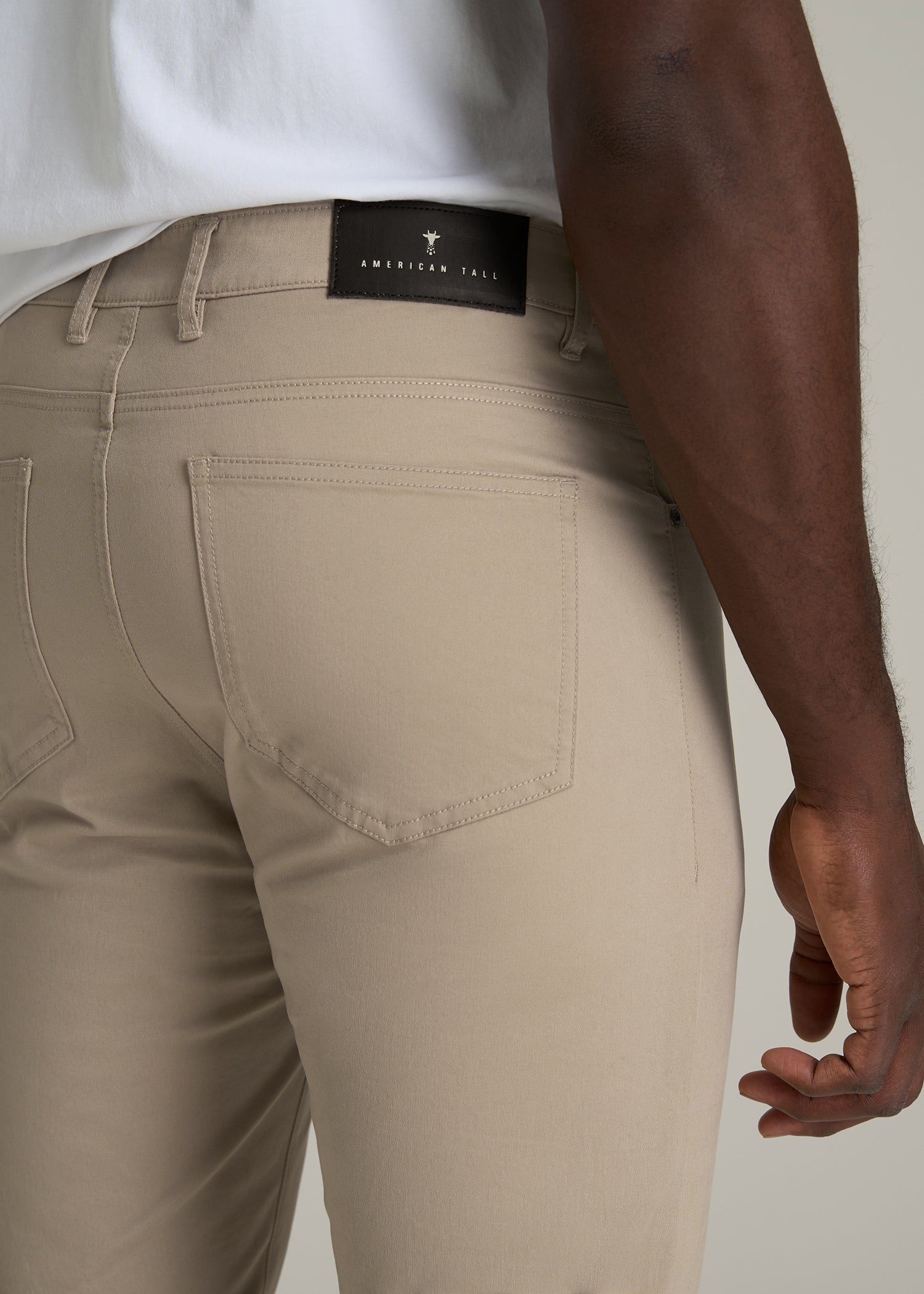 Dylan Slim Fit Five-Pocket Pants For Tall Men in Desert Khaki
