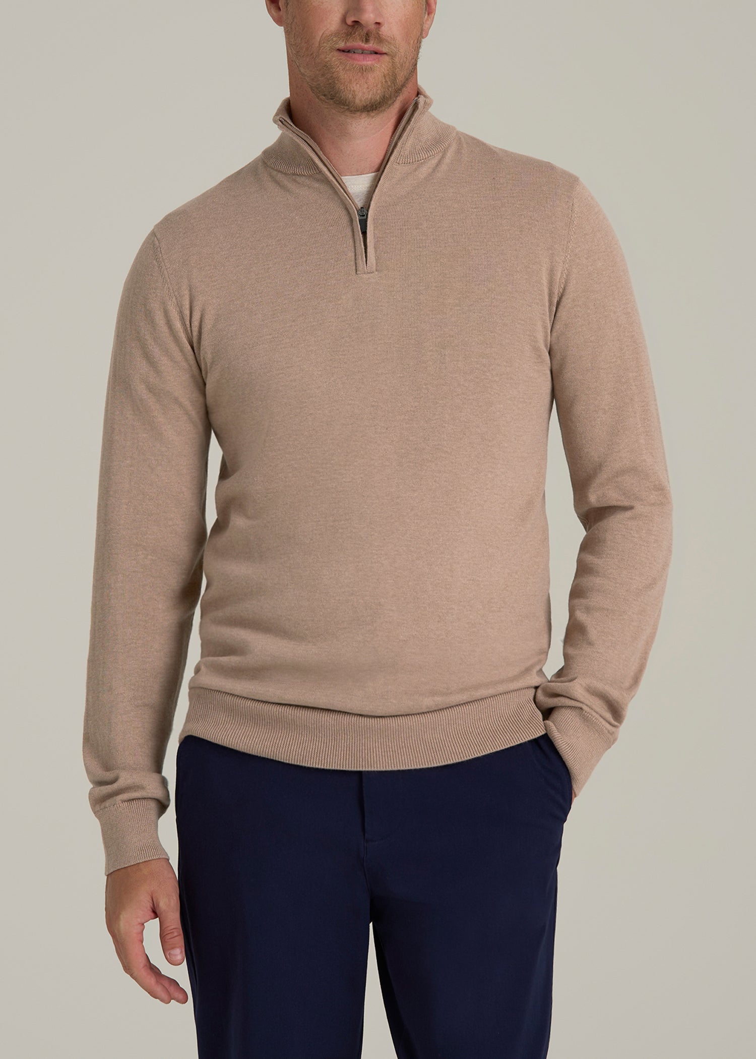 Everyday Quarter Zip Sweater in Stucco