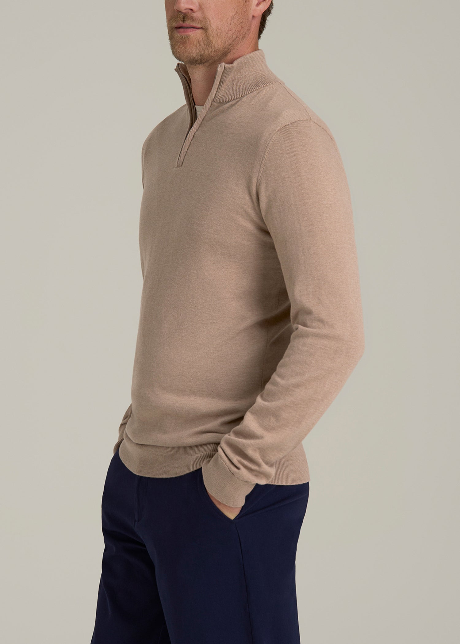 Everyday  Quarter Zip Sweater in Stucco