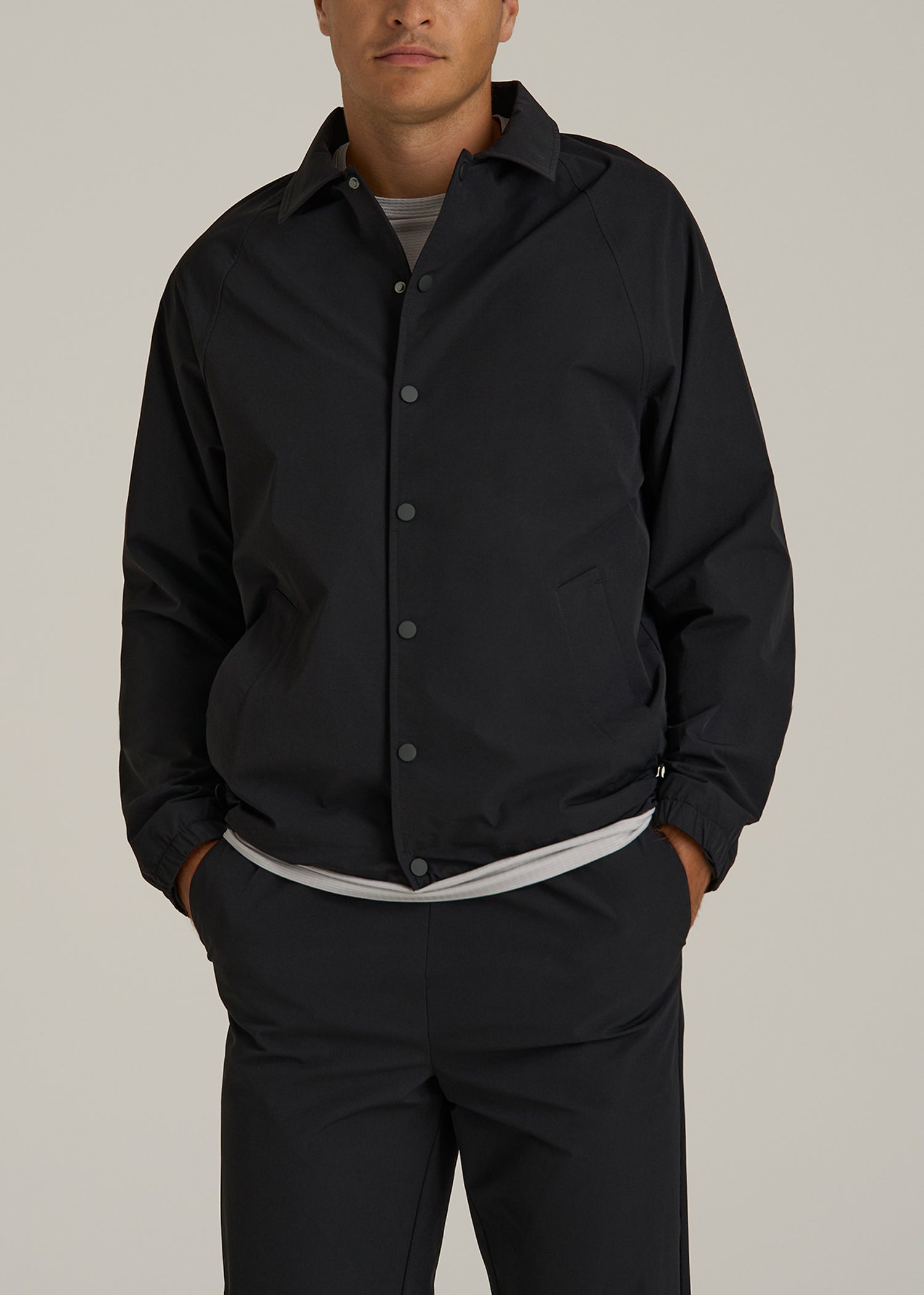 Flex Nylon Coach's Jacket for Tall Men in Black