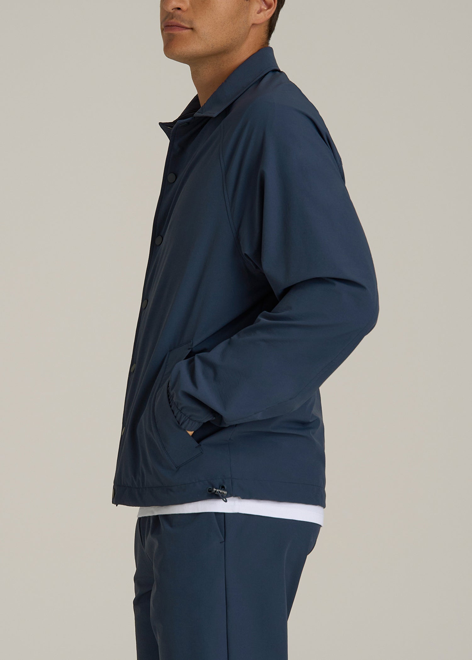 Flex Nylon Coach's Jacket for Tall Men in Navy Blue