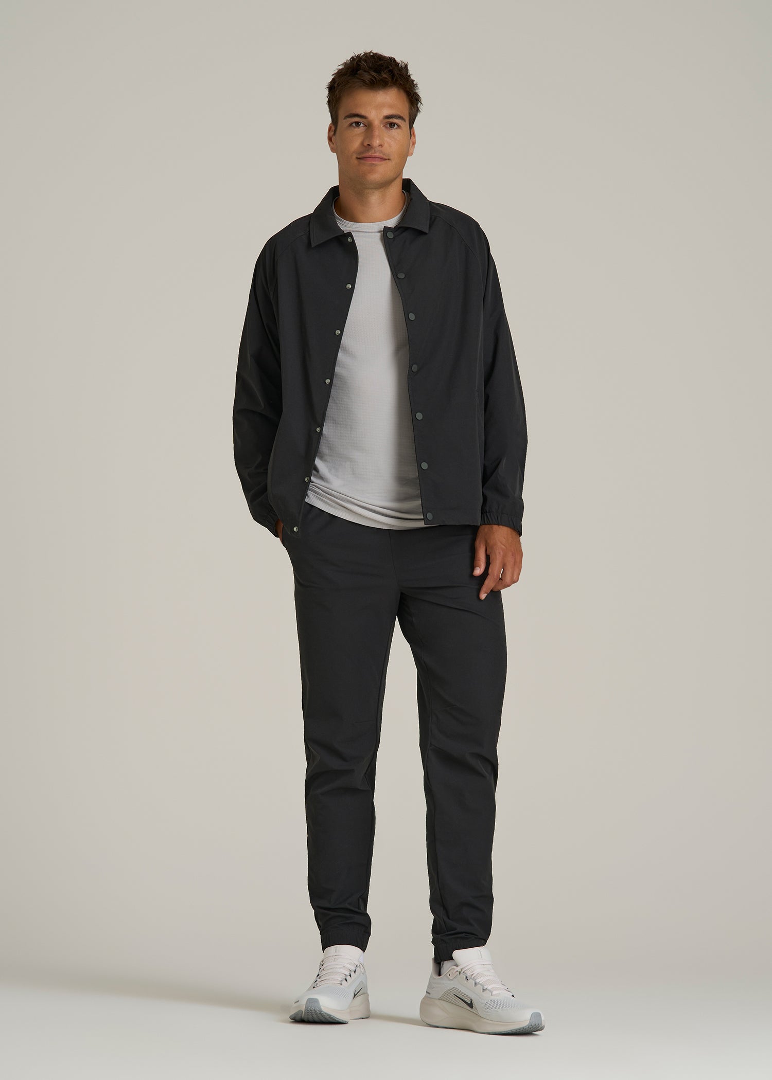 Flex Nylon Joggers for Tall Men in Black