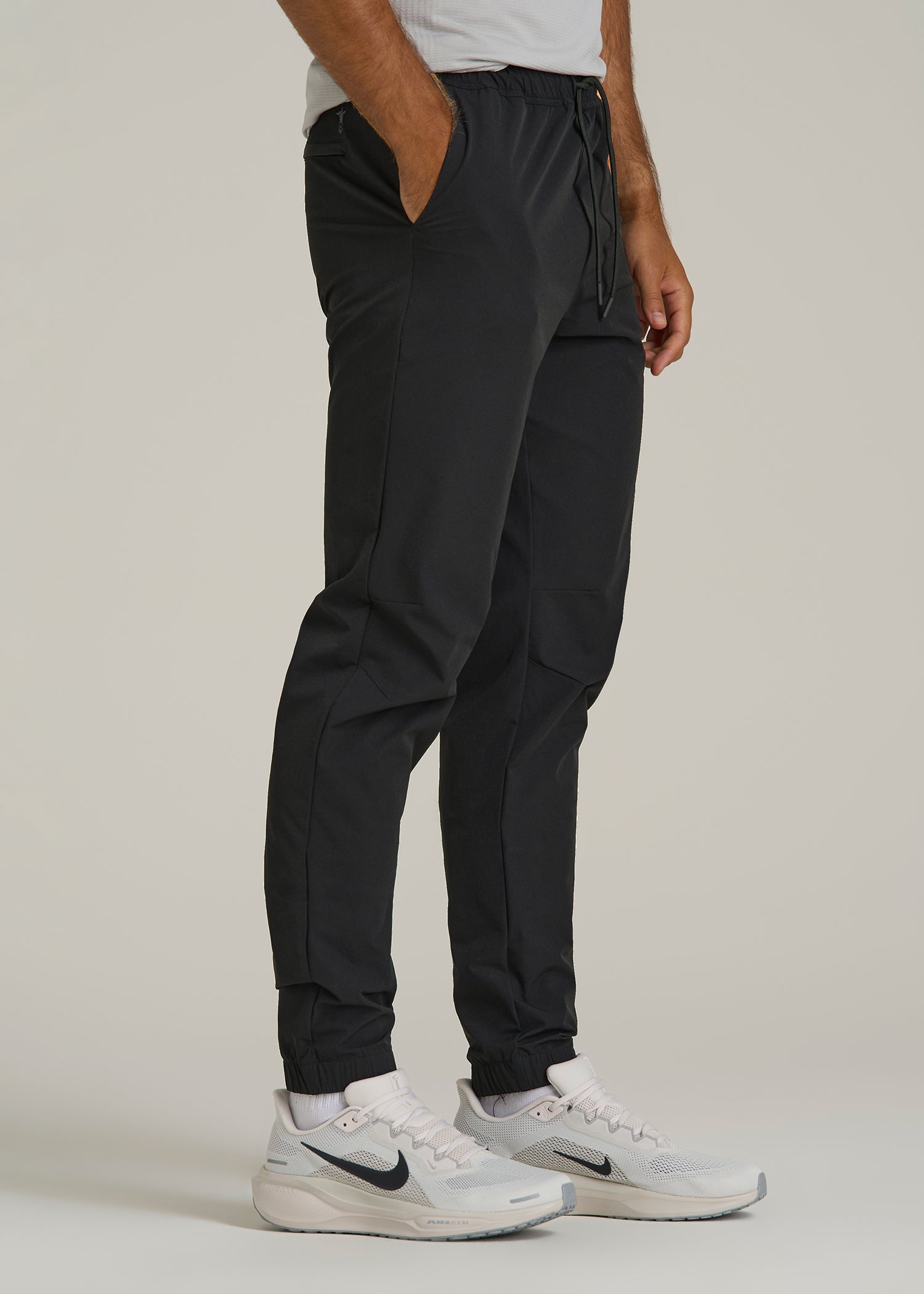 Flex Nylon Joggers for Tall Men in Black