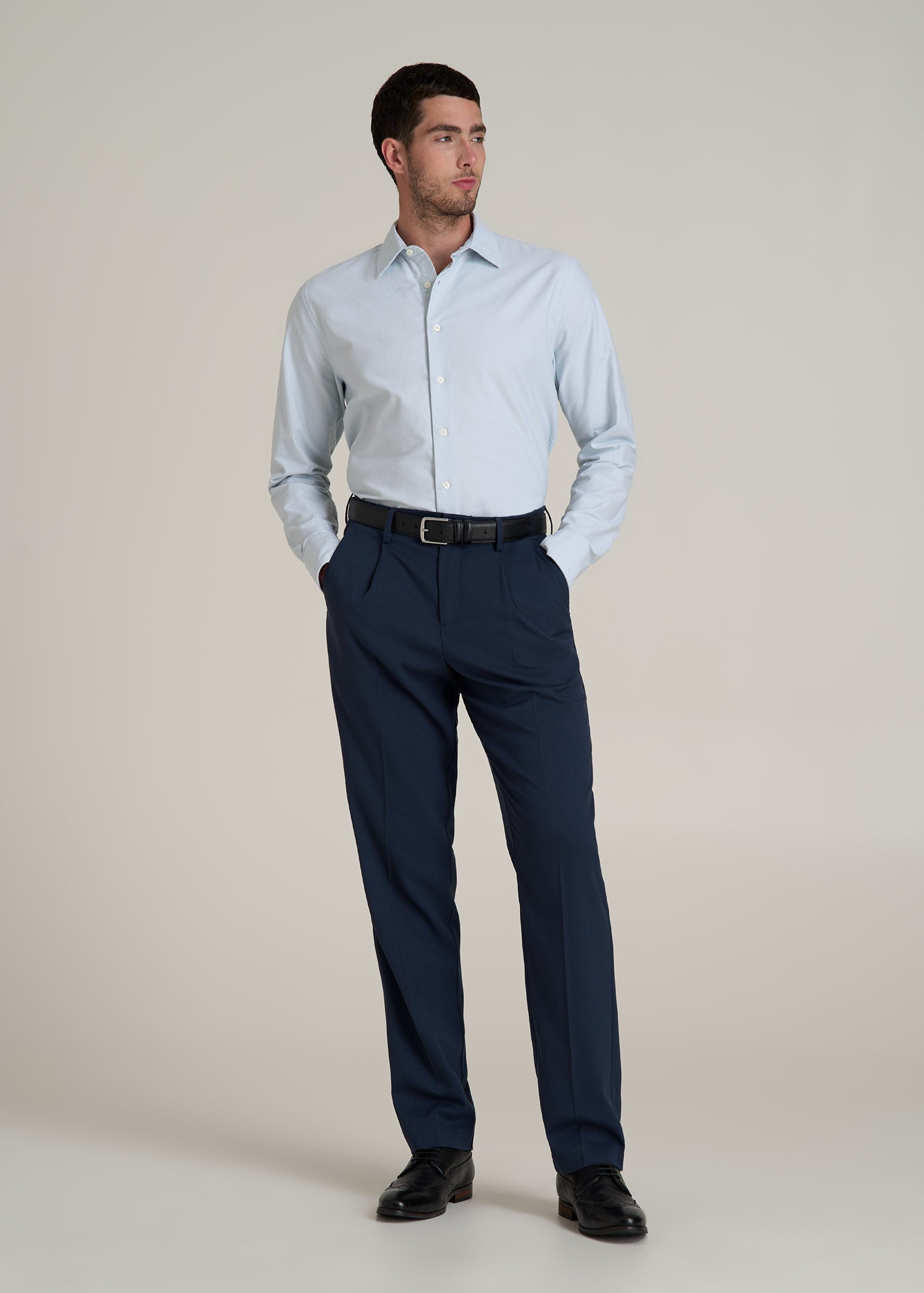 Pinpoint Oxford Shirt for Tall Men in Light Blue