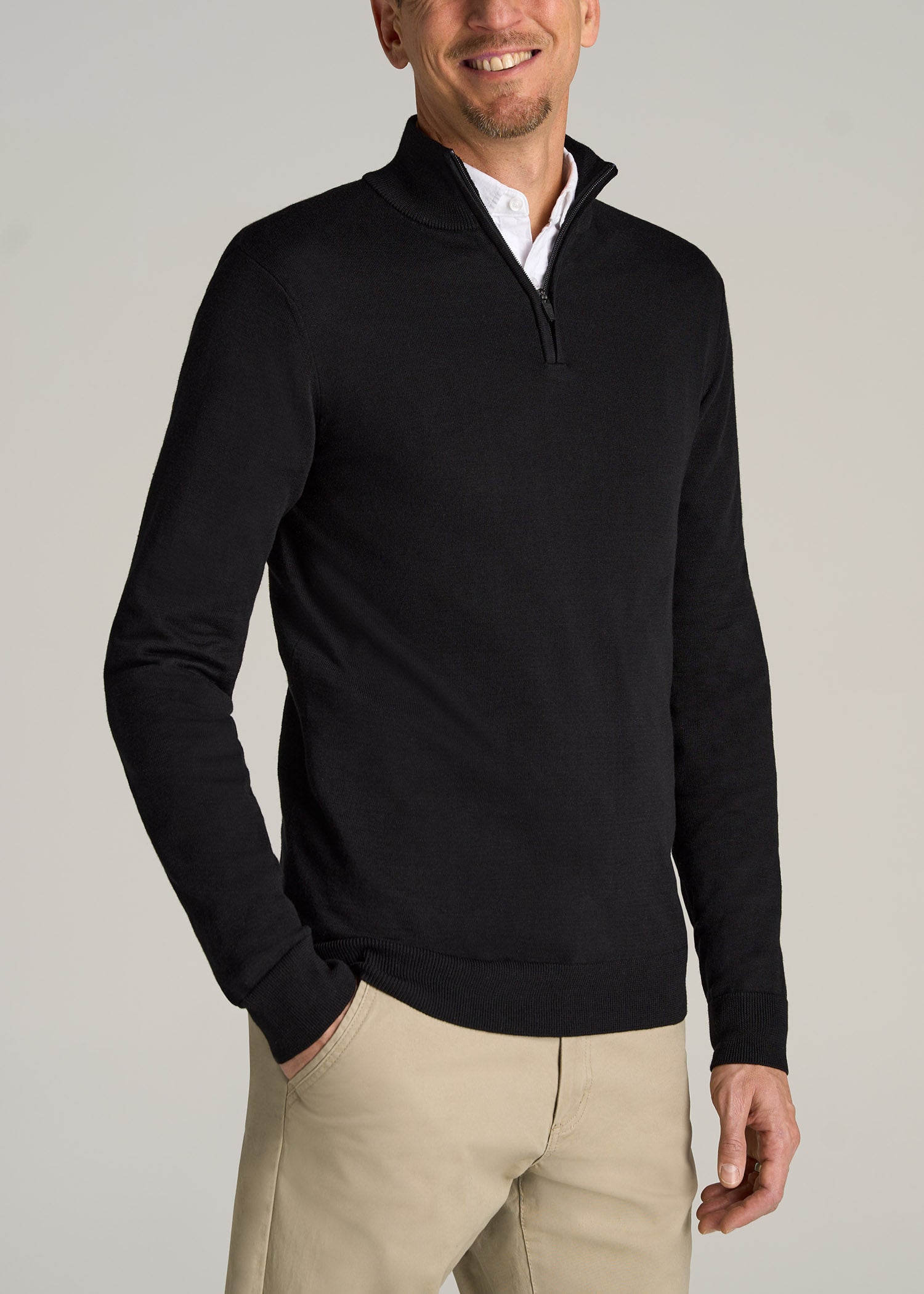 American-Tall-Men-Quarter-Zip-Sweater-Black-side