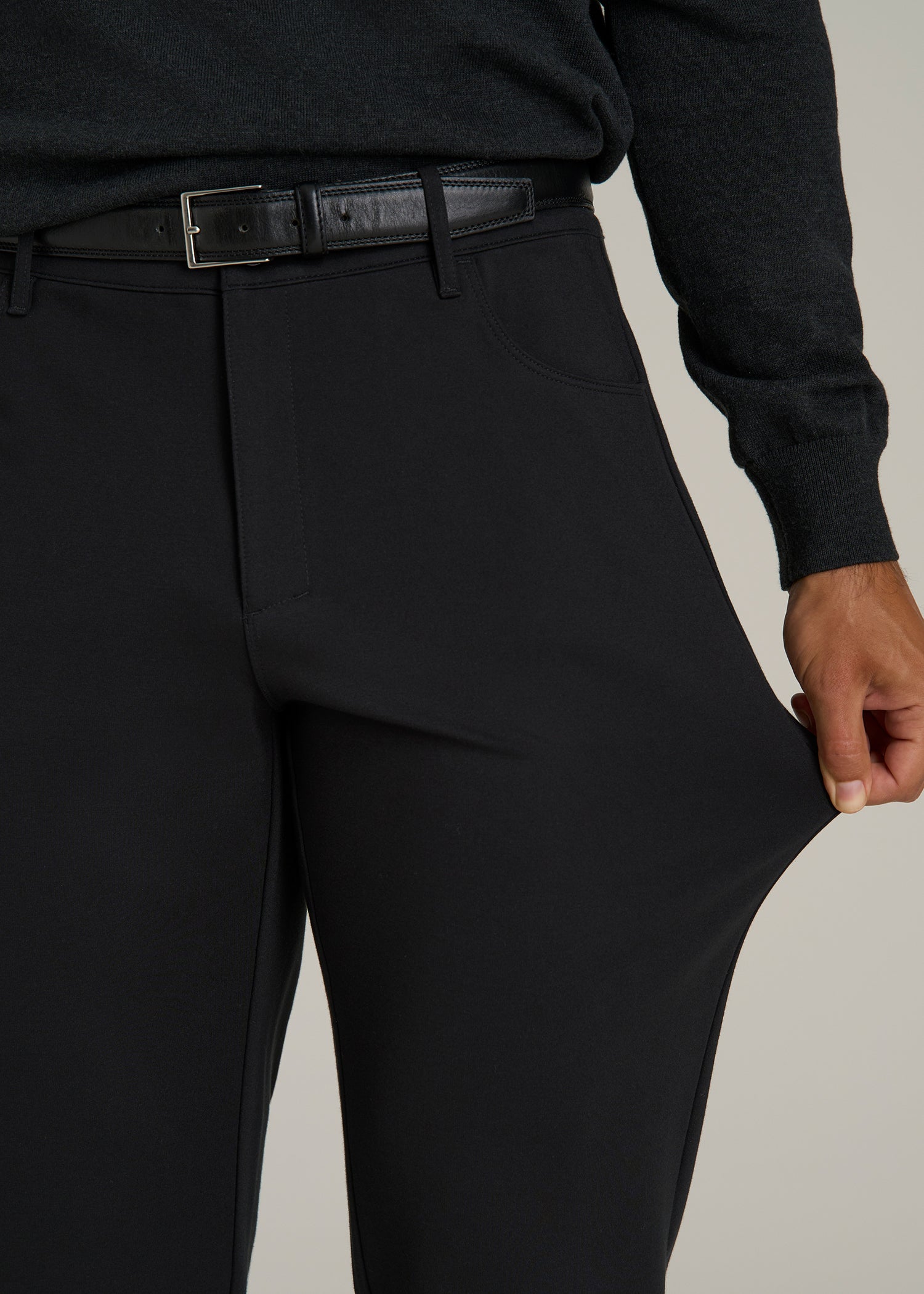 Soft Flex Ponte Pants for Tall Men in Black