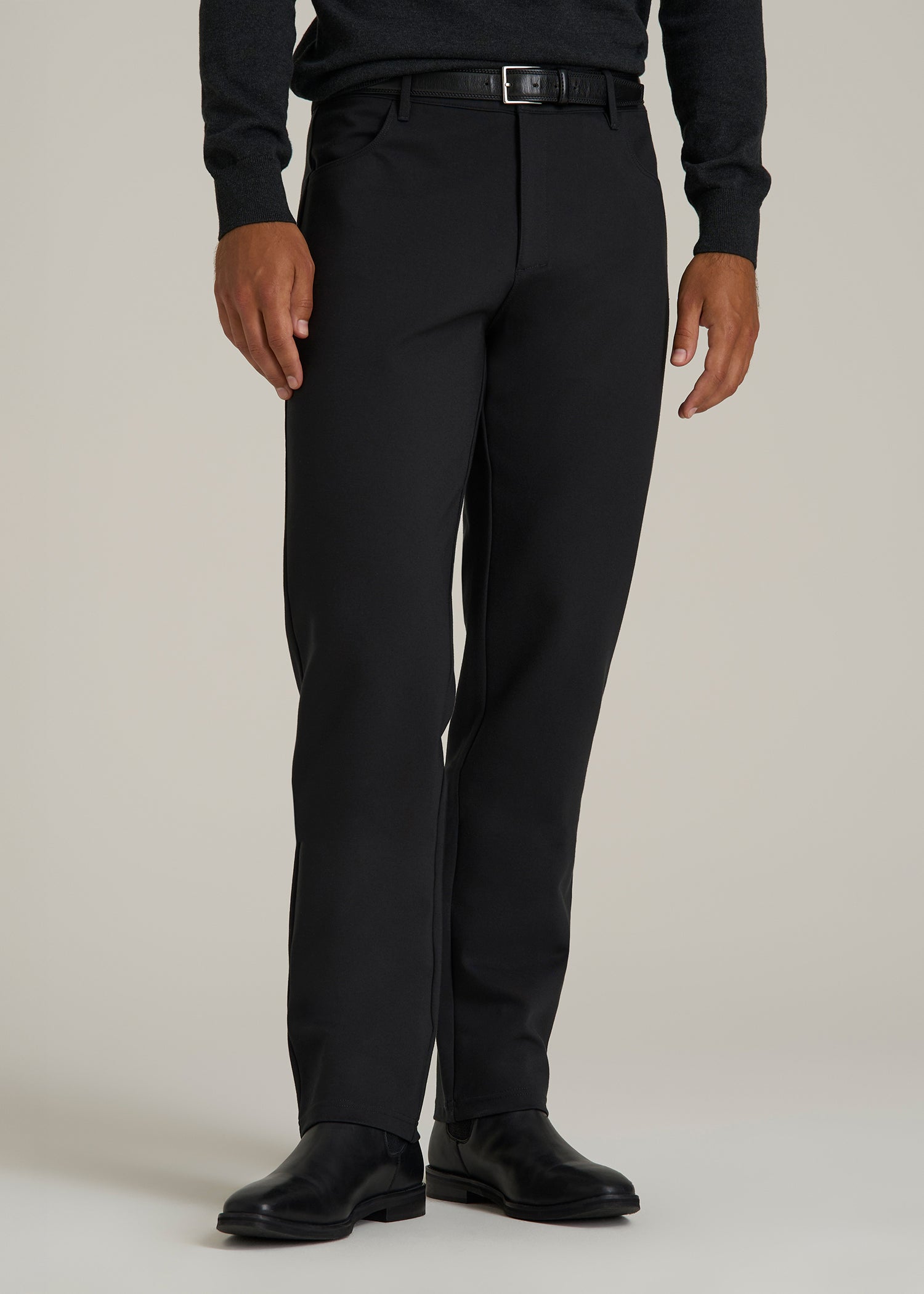 Soft Flex Ponte Pants for Tall Men in Black