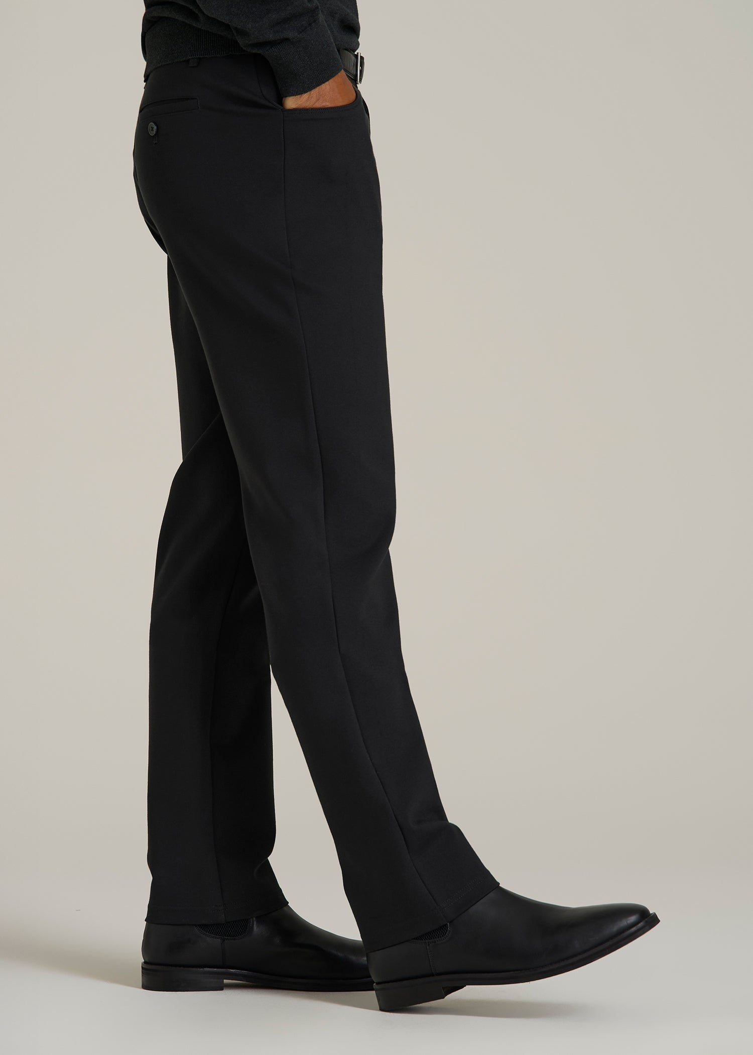 Soft Flex Ponte Pants for Tall Men in Black
