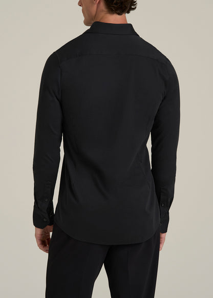 Stretch Jersey Dress Shirt for Tall Men in Black