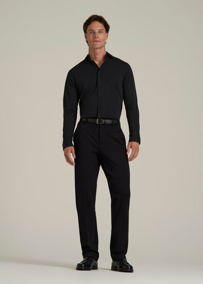 Stretch Jersey Dress Shirt for Tall Men in Black