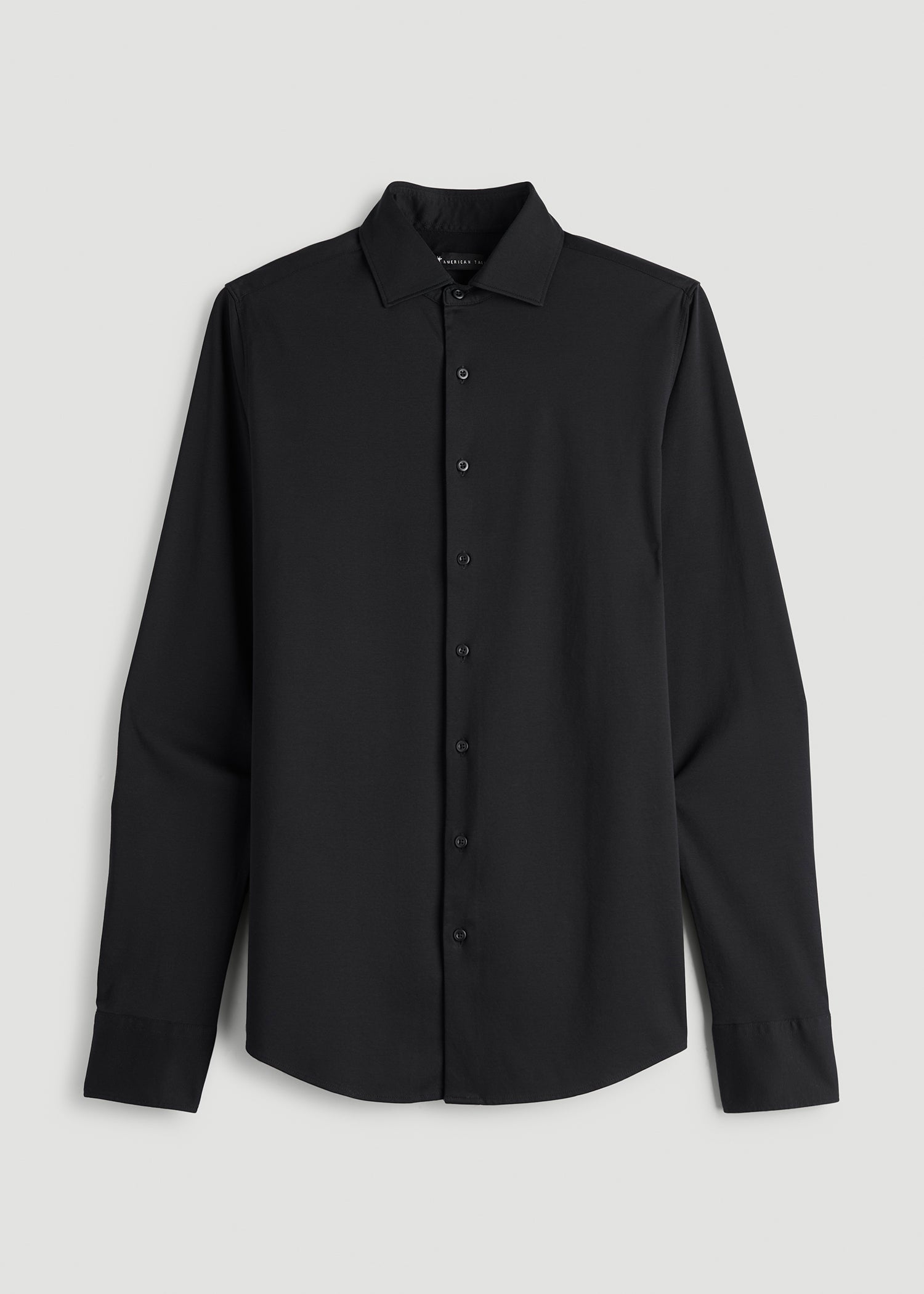 Stretch Jersey Dress Shirt for Tall Men in Black