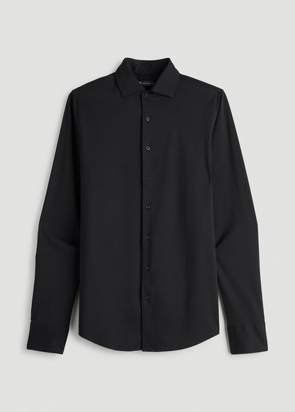 Stretch Jersey Dress Shirt for Tall Men in Black