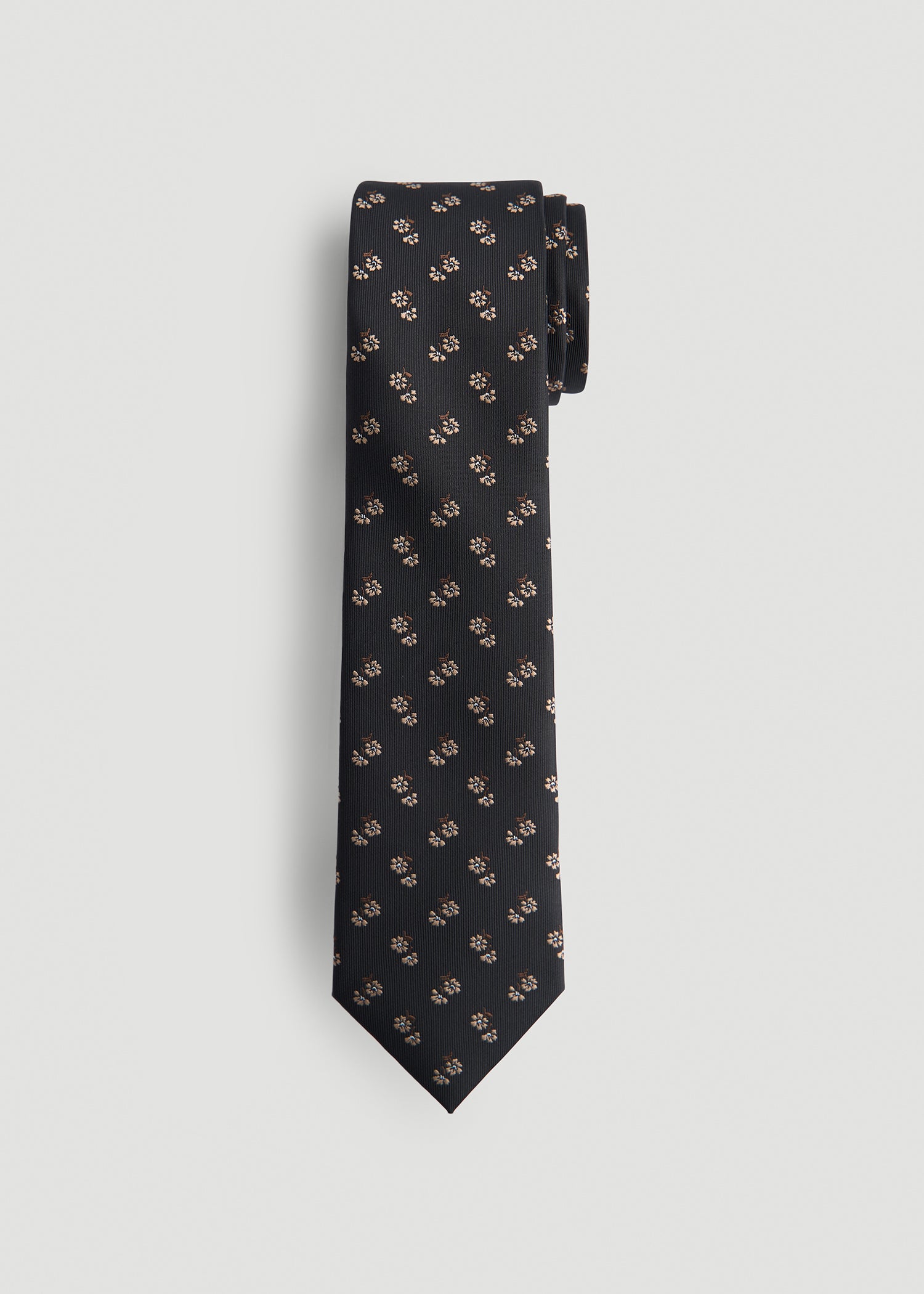 Dress Ties for Tall Men in Black Micro Floral