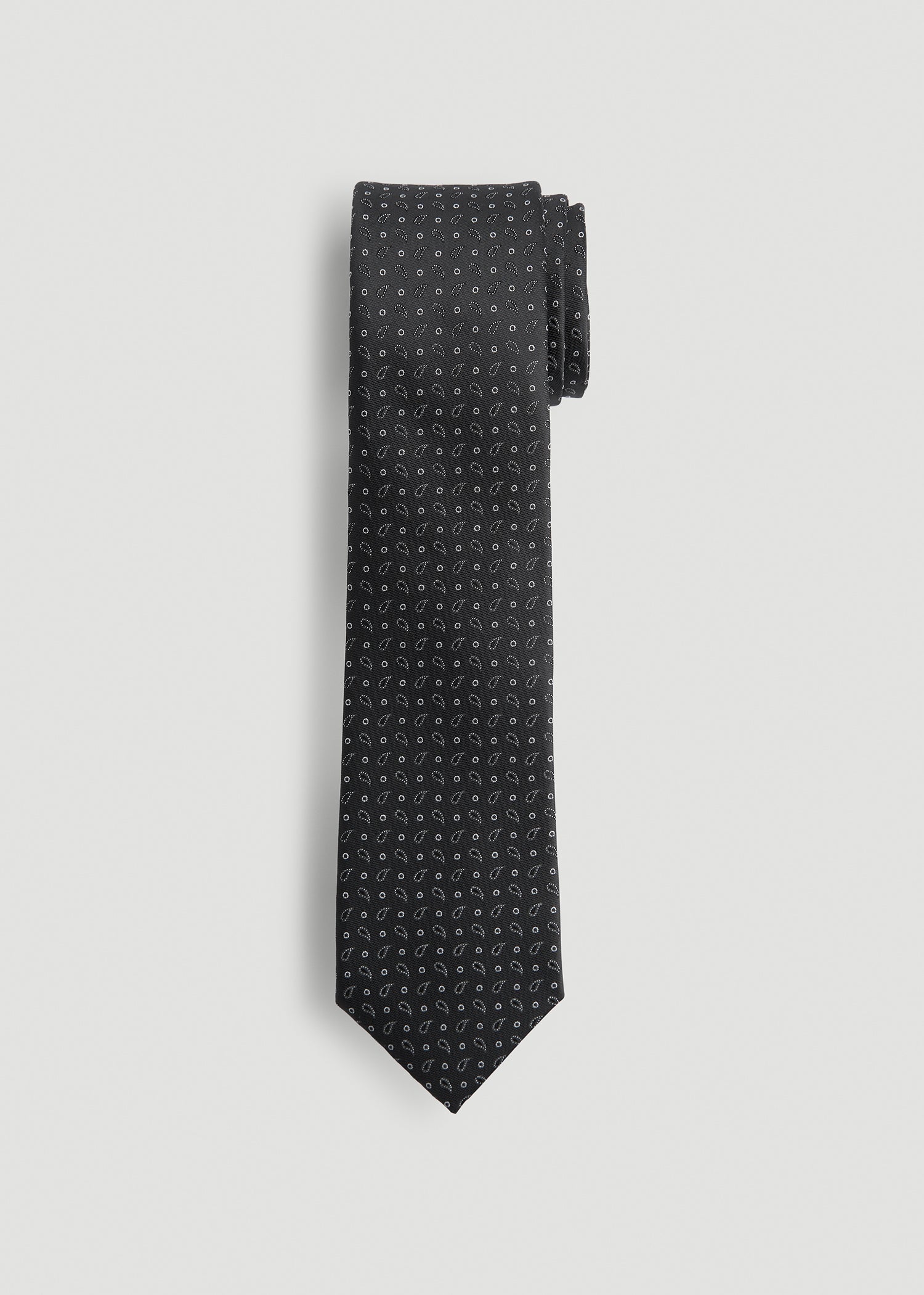 Dress Ties for Tall Men in Black Micro Paisley