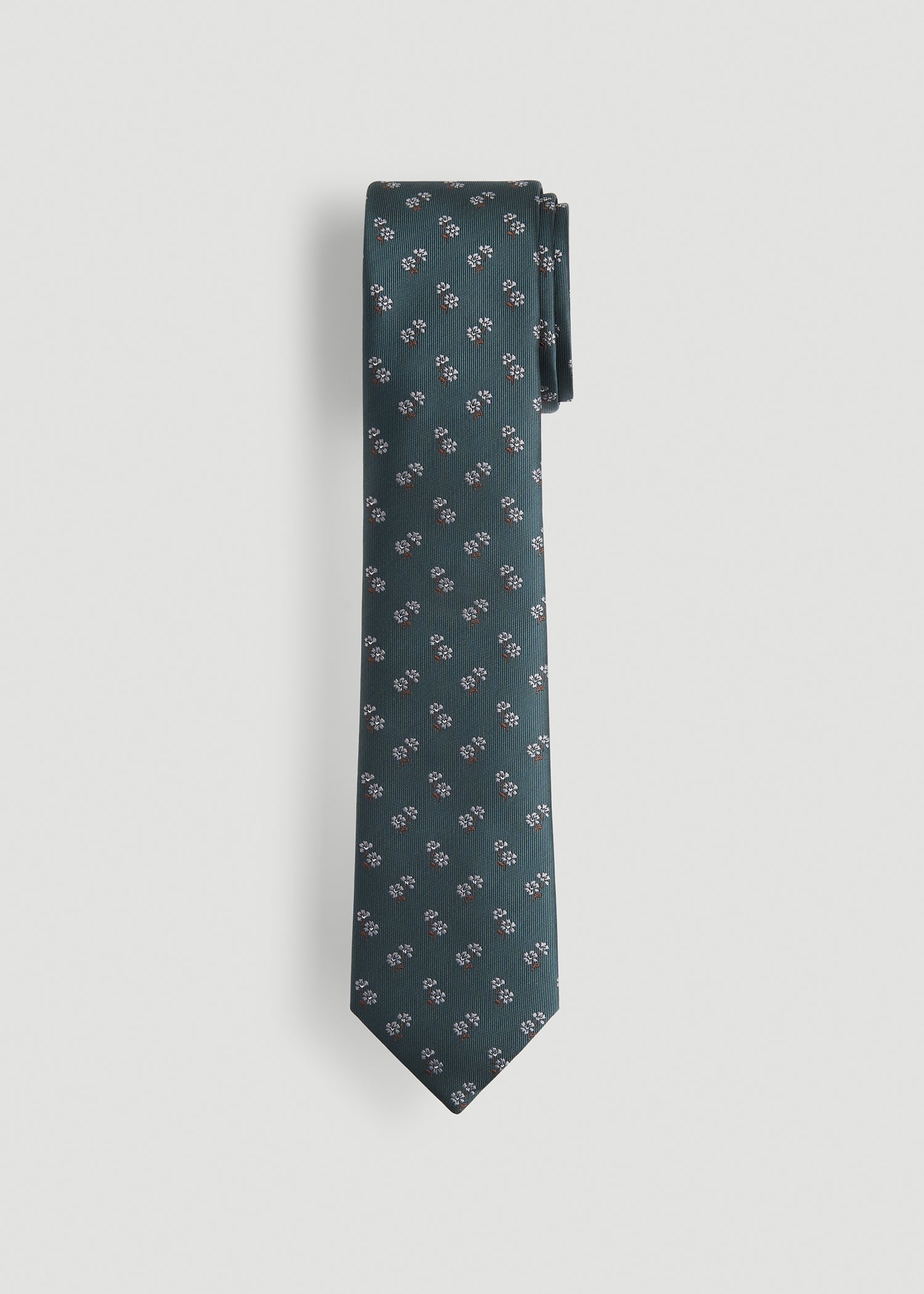 Dress Ties for Tall Men in Midnight Green Micro Floral