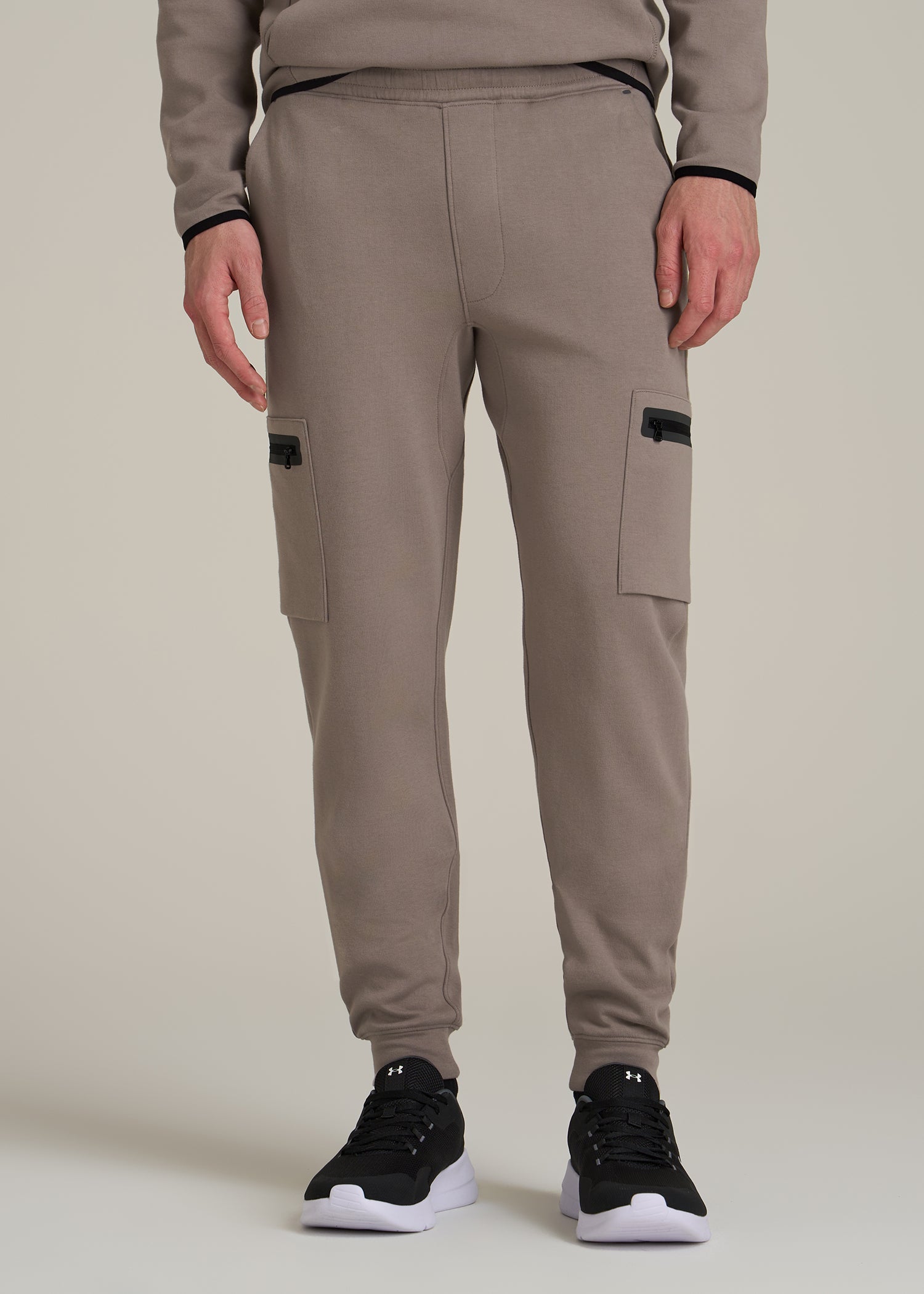 Tech Motion Fleece Cargo Joggers for Tall Men in Portobello