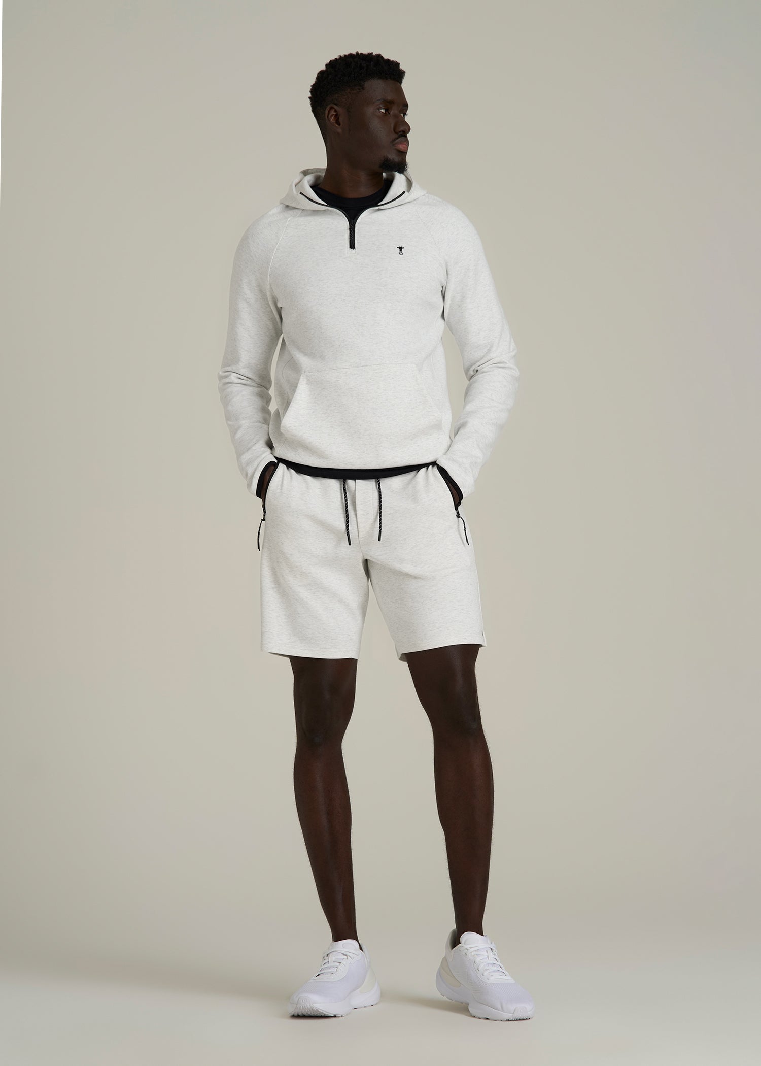 Tech Motion Fleece Shorts for Tall Men in Heather Frost