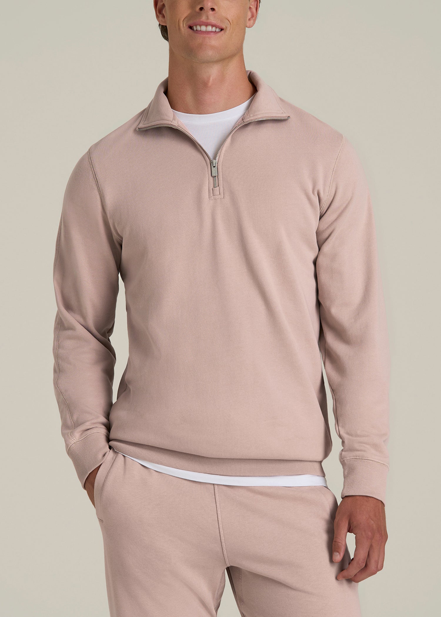 Wearever 2.0 French Terry Quarter-Zip Tall Men's Sweatshirt in Desert Rose