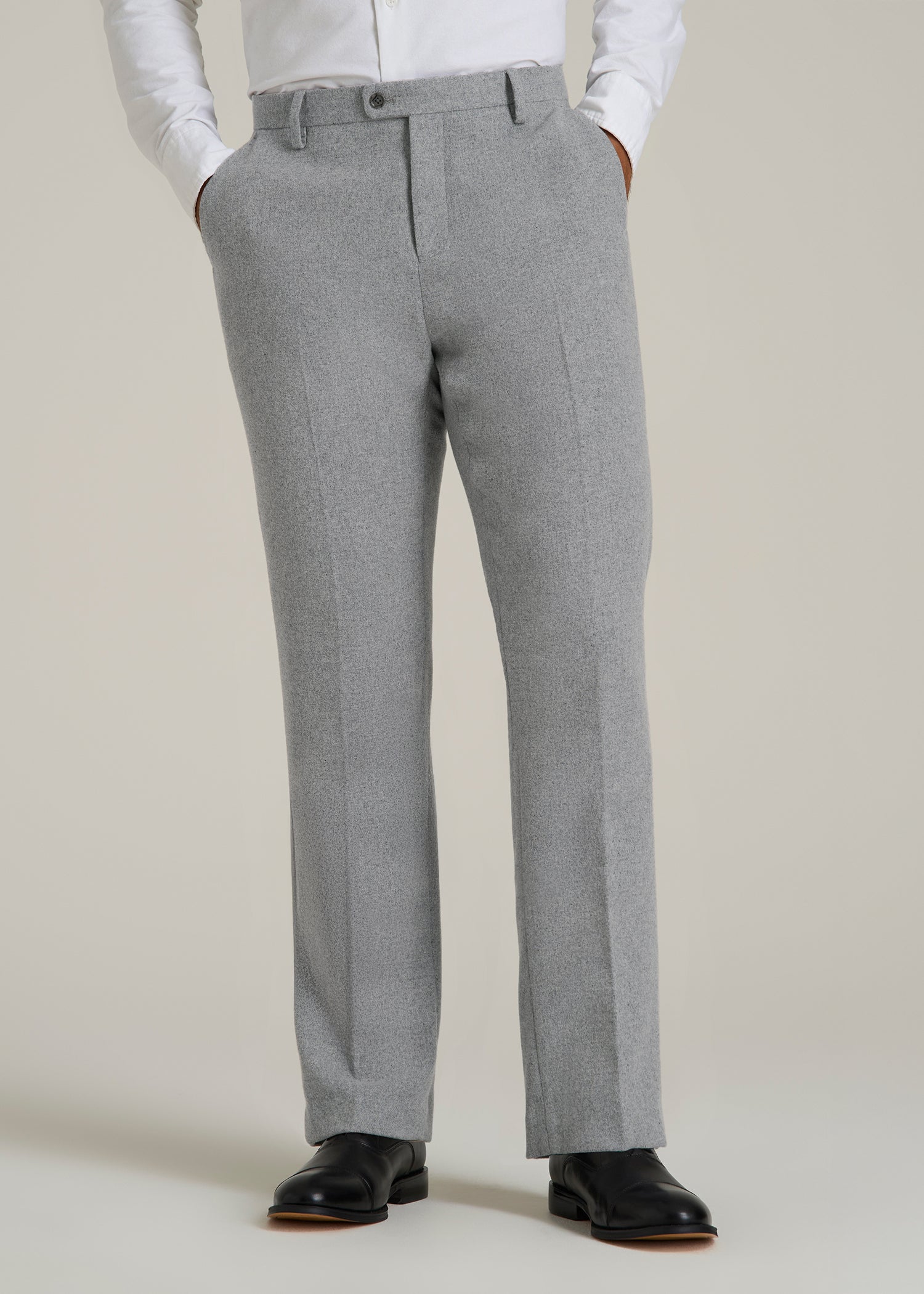 Wool Blend Dress Pants for Tall Men in Tin Grey Mix