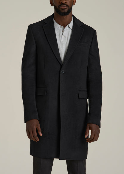 Wool Coat for Tall Men in Black