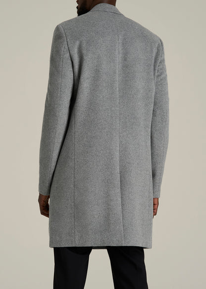 Wool Coat for Tall Men in Mid Grey Mix