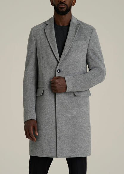 Wool Coat for Tall Men in Mid Grey Mix