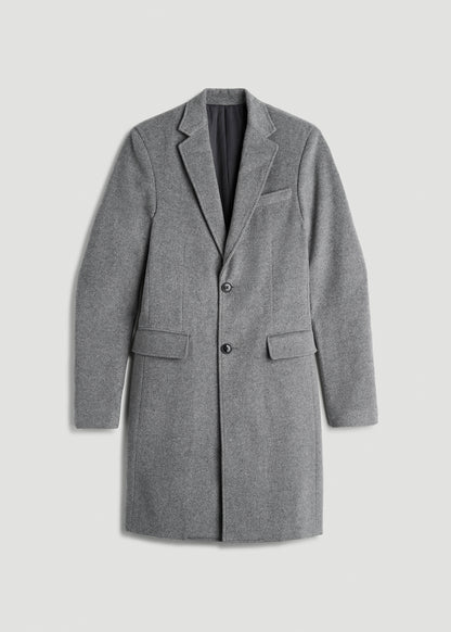 Wool Coat for Tall Men in Mid Grey Mix