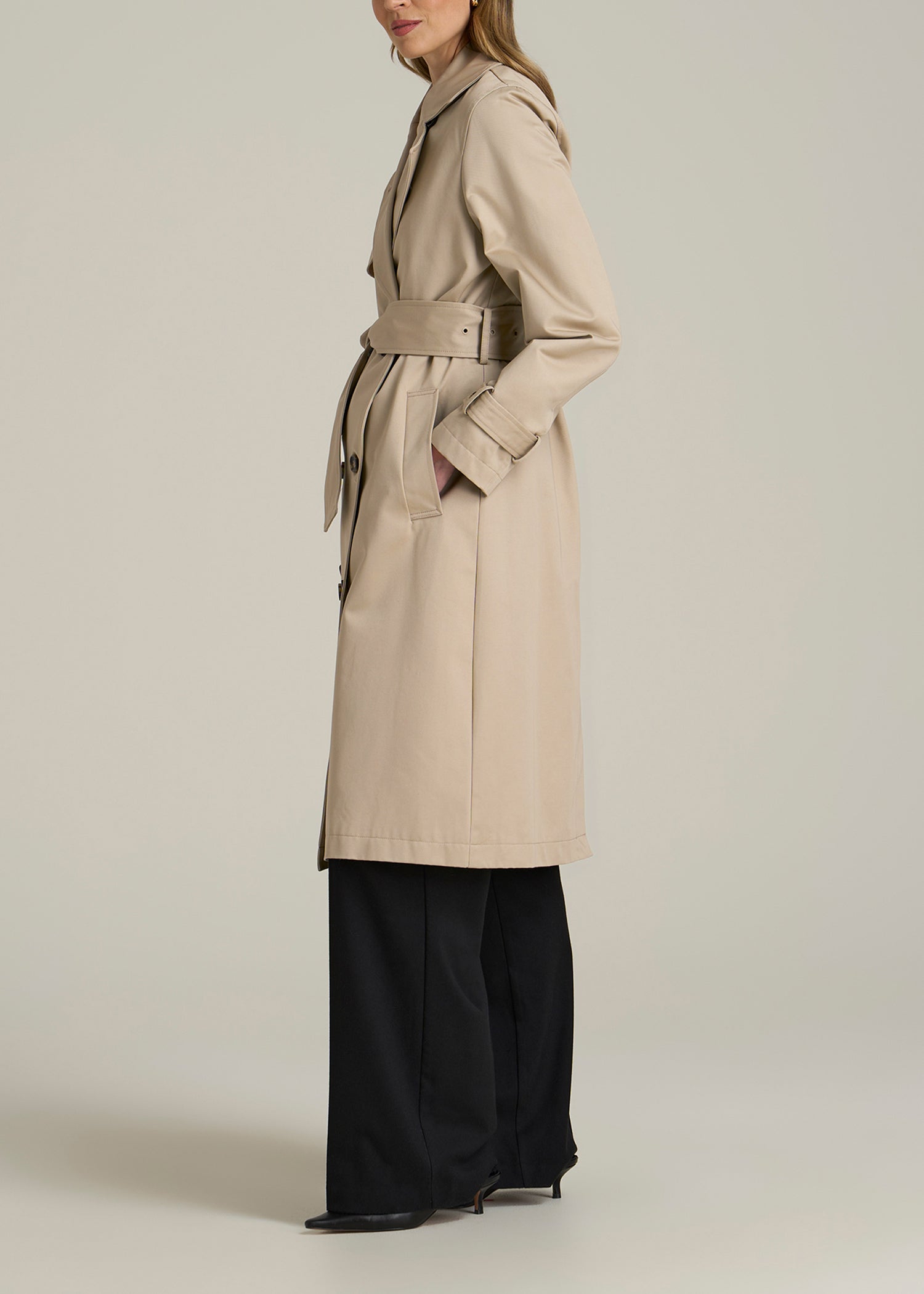 Trench Coat for Tall Women in Light Khaki