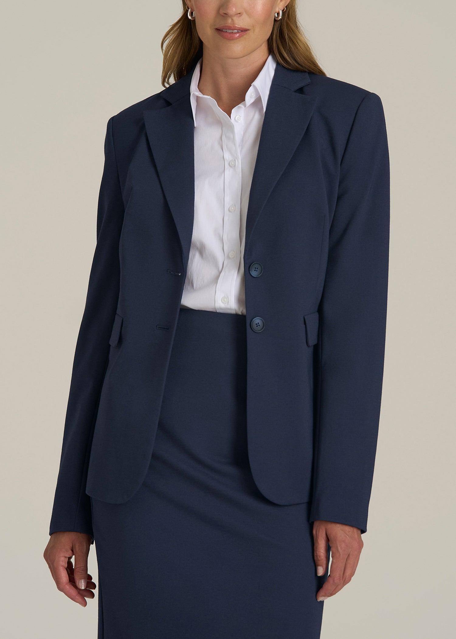 Freedom Flex Two-Button Slim-Fit Blazer for Tall Women in Navy