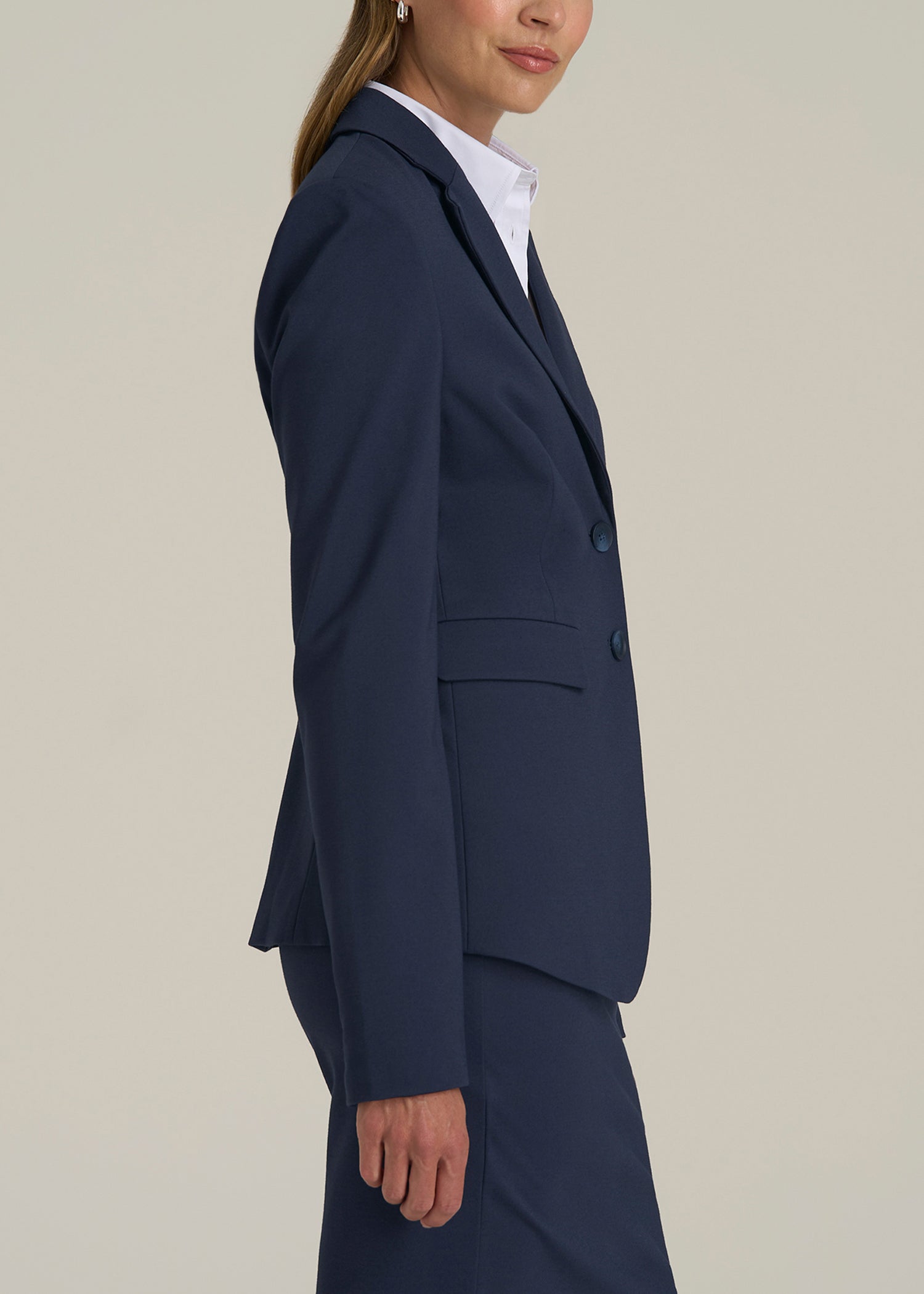 Freedom Flex Two-Button Slim-Fit Blazer for Tall Women in Navy