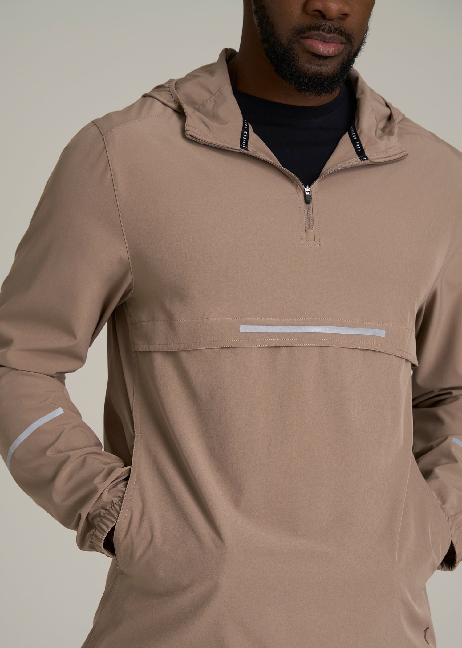 Featherweight Packable Anorak for Tall Men in Dark Sand