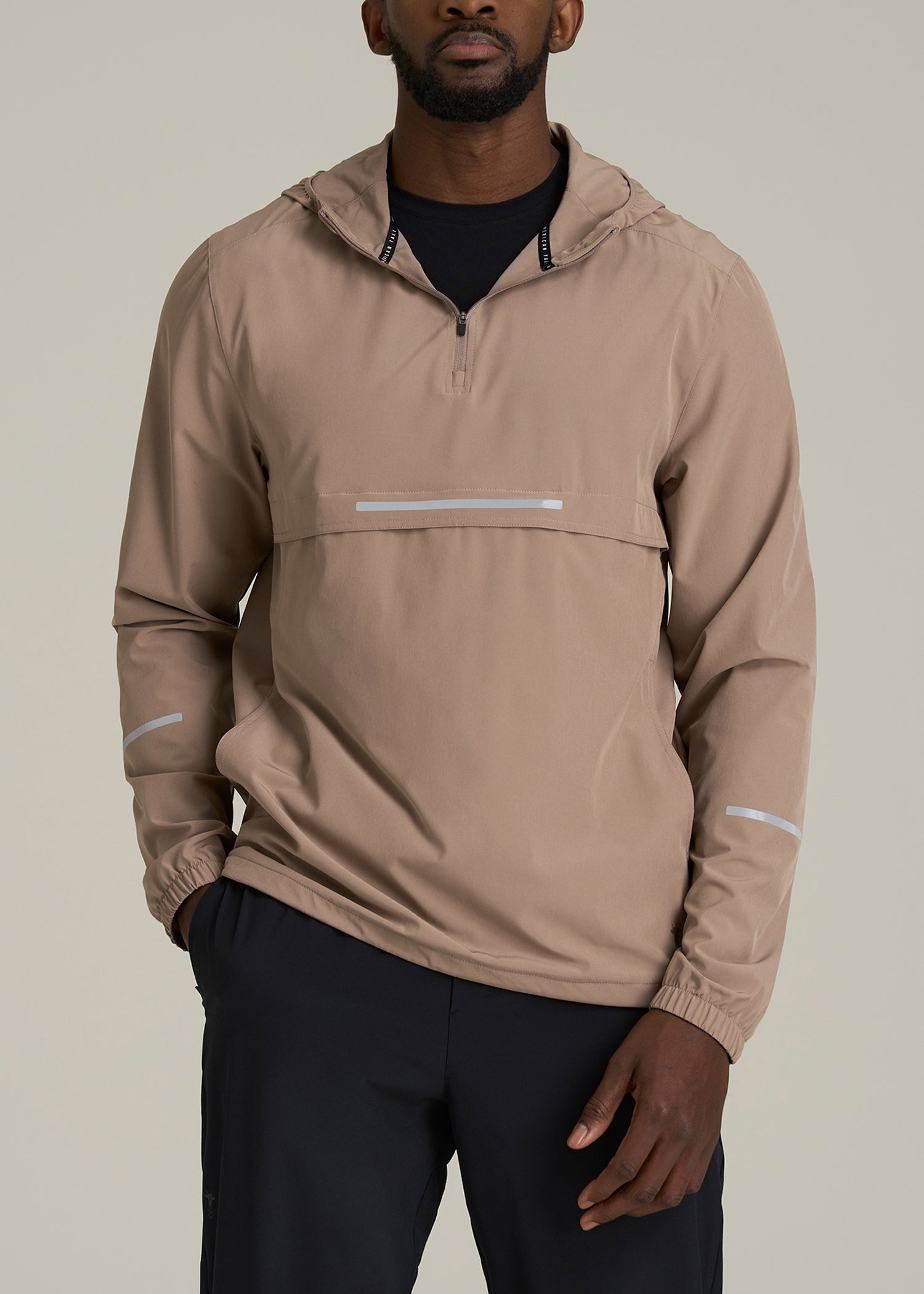 Featherweight Packable Anorak for Tall Men in Dark Sand