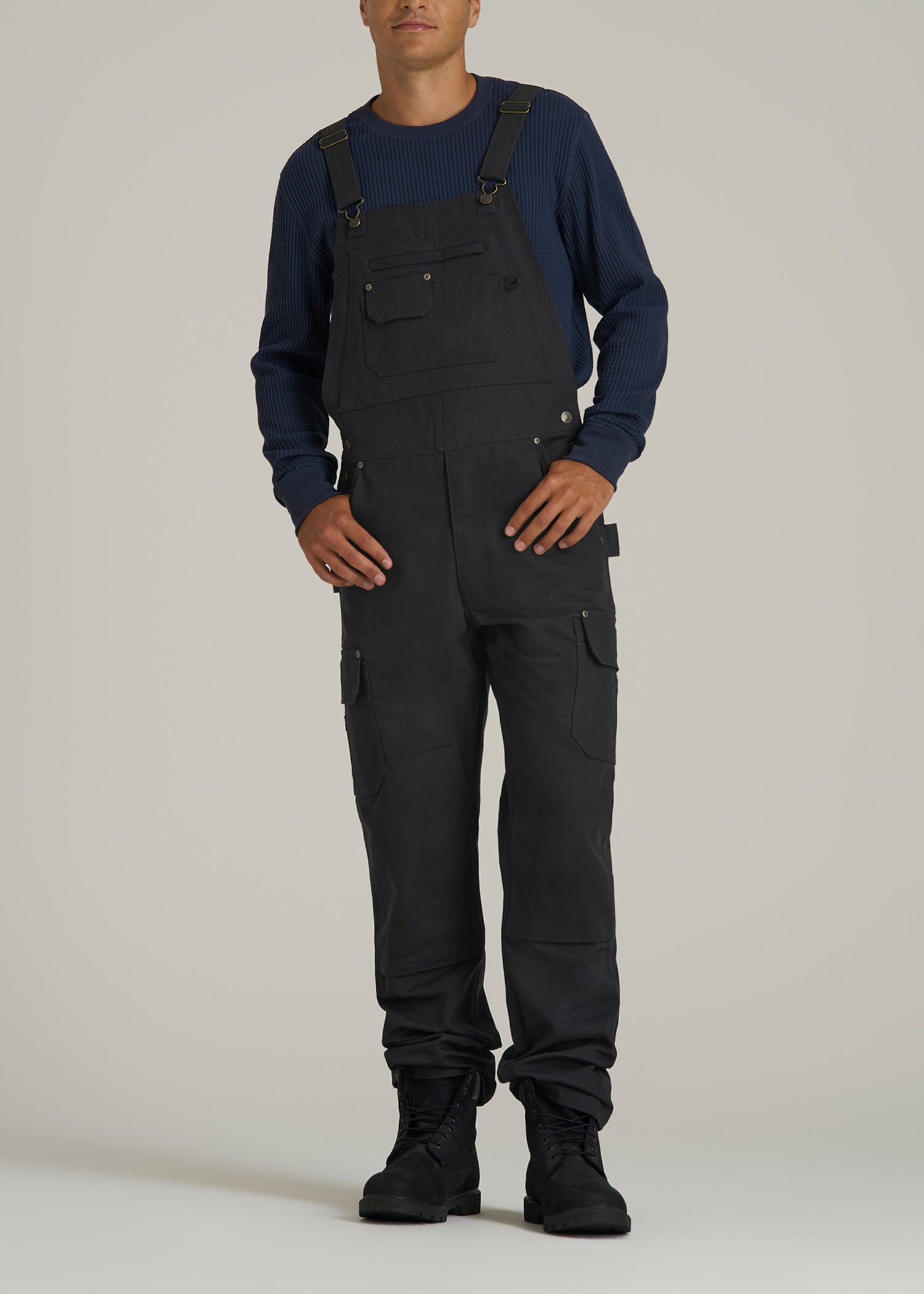 LJ&S Canvas Bib Overalls for Tall Men in Black